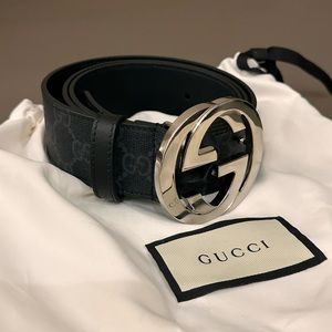 Authentic Gucci Double G Silver Buckle Belt